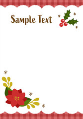 ヒイラギとポインセチアのクリスマスフレーム クリスマスカラー