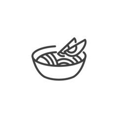 Ramen noodles bowl line icon