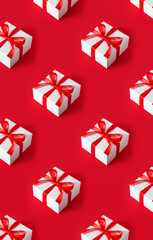 pattern gift boxes on red background	
