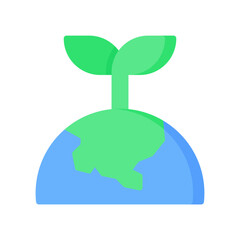 Green Earth Icon, Flat style icon vector illustration, Suitable for website, mobile app, print, presentation, infographic and any other project.