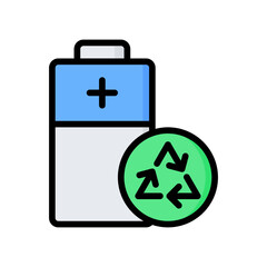 Recycling Battery Icon, Filled Line style icon vector illustration, Suitable for website, mobile app, print, presentation, infographic and any other project.