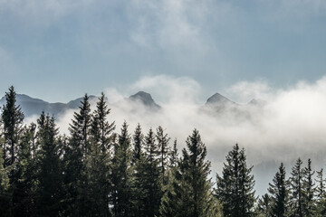 Landscape panoramic view of the swiss Alps, shot on the Moléson mountain,Fribourg, Switzerland