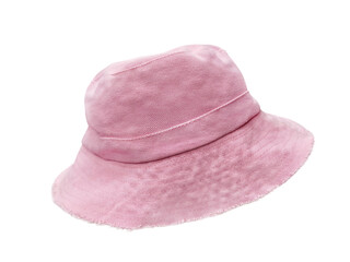 Pink bucket hat on a white background