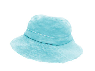 blue bucket hat on a white background