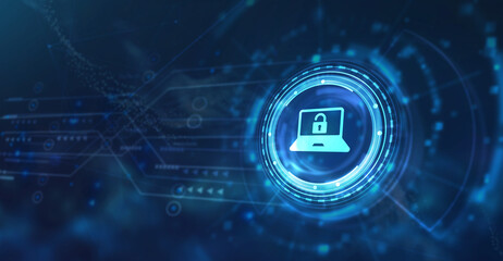 Obraz premium Internet, business, Technology and network concept. Cyber security data protection business technology privacy concept. 3d illustration.