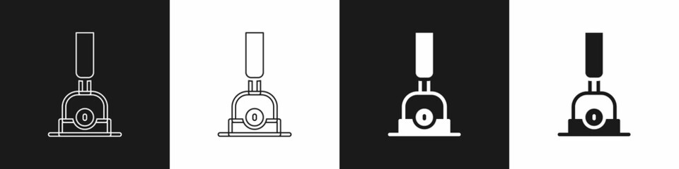 Set Arrow for switching the railway icon isolated on black and white background. Old railway tracks. Vector