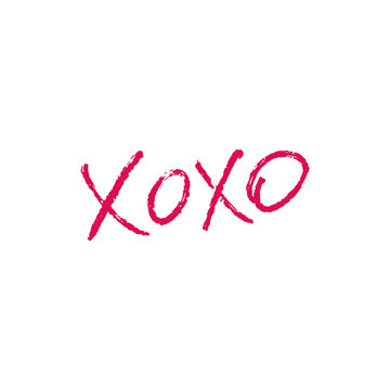 Xoxo Modern brush Handwritten calligraphy. Vector isolated on white background. Ink hand drawn calligraphic design element for photo overlays, posters, greeting cards, textile print, blog, sticker.