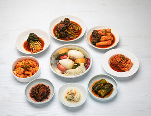 delicious and fresh kimchi,the representative food of korea, assorted kimchi with kimchi, 대한민국 대표음식인 신선하고 맛있는 김치, 김장 모듬김치