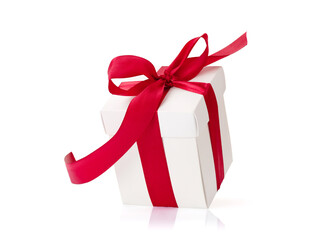 Gift box with red ribbon