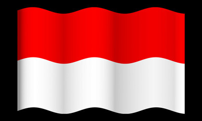 red and white the flag of the Indonesian state with a black background