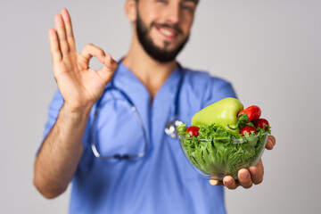 Male nutritionist vegetables healthy food treatment hospital