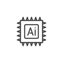 AI chip line icon