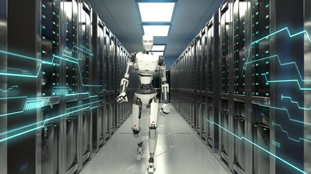 Robot walking in data center