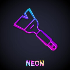 Glowing neon line Beekeeping brush icon isolated on black background. Tool of the beekeeper. Vector