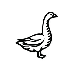 Goose icon. Best for menus of restaurants, cafes, bars and food courts. Black line vector isolated icon on white background. Vintage style.