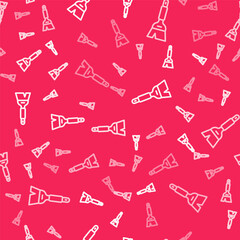 White line Beekeeping brush icon isolated seamless pattern on red background. Tool of the beekeeper. Vector