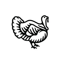 Fototapeta na wymiar Turkey icon. Best for menus of restaurants, cafes, bars and food courts. Black line vector isolated icon on white background. Vintage style.