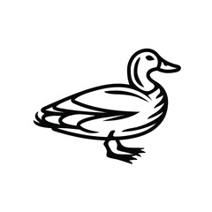 Duck icon. Best for menus of restaurants, cafes, bars and food courts. Black line vector isolated icon on white background. Vintage style.