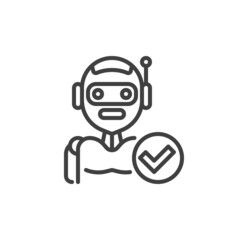 Robot with check mark line icon