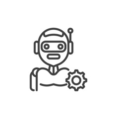 AI robot technology line icon