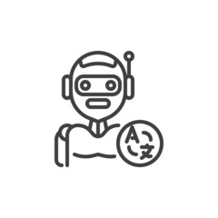 Artificial intelligence learning line icon