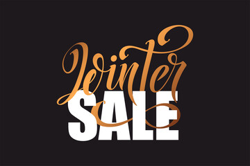 Winter sale hand lettering calligraphy. Vector holiday illustration element. Typographic element for banner, poster, congratulations.