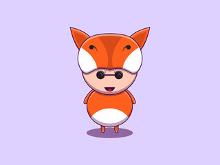 Print vector cute fox animal costume cartoon icon illustration