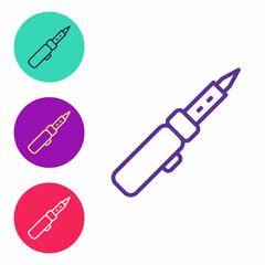 Set line Soldering iron icon isolated on white background. Set icons colorful. Vector