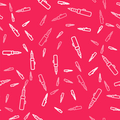 White line Soldering iron icon isolated seamless pattern on red background. Vector