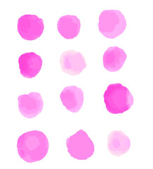 Aquarelle pink. pink watercolor painted vector stains set - stock vector. Set of watercolor drops isolated on white background. 