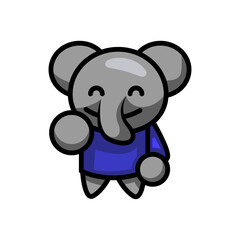 elephant character in clothes, children's cartoon vector illustration