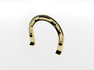 3d rendering. Gold horseshoe on a white background.