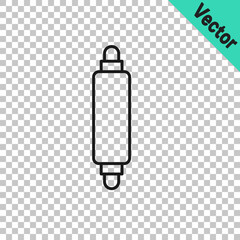 Black line Rolling pin icon isolated on transparent background. Vector
