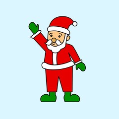 colorful santa claus cartoon design. Santa Claus design says hello.