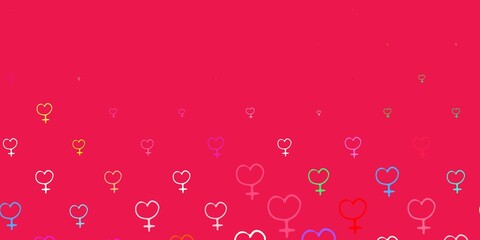 Light Green, Red vector pattern with feminism elements.