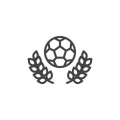 Obraz premium Football ball and laurel wreath line icon