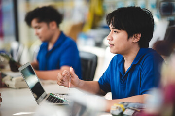 garage business service, client customer person make a payment with credit card or money