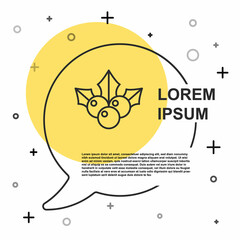 Black line Branch viburnum or guelder rose icon isolated on white background. Merry Christmas and Happy New Year. Random dynamic shapes. Vector