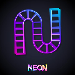 Glowing neon line Board game icon isolated on black background. Vector