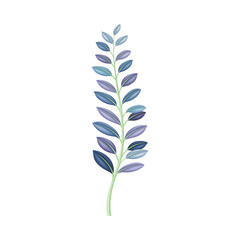 Blue twig flower, trendy color floral design element vector illustration