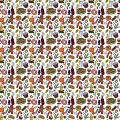 Seamless Christmas food pattern. Christmas background