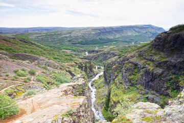 Fototapeta na wymiar Surrounding at Icelands highest waterfall, Glymur