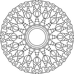 Mandala black and white design, coloring page, texture, background, vintage, tattoo