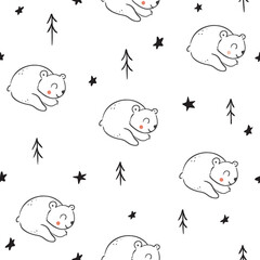 Christmas pattern, holiday pattern, pattern of cute bears, winter bears, pattern christmas bears