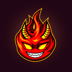 devil fire horned , mascot vector illustration