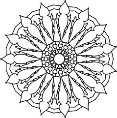 Mandala black and white design, coloring page, texture, background, vintage, tattoo