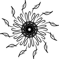 Vector illustration of floral pattern in black and white