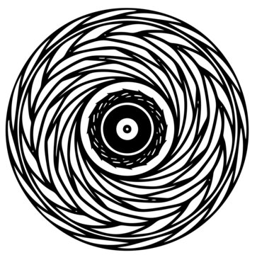 Abstract black and white spiral pattern in circular shape