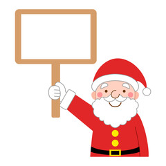 看板を持っているサンタクロース　上半身