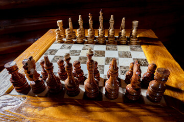 Chess on the chess table.